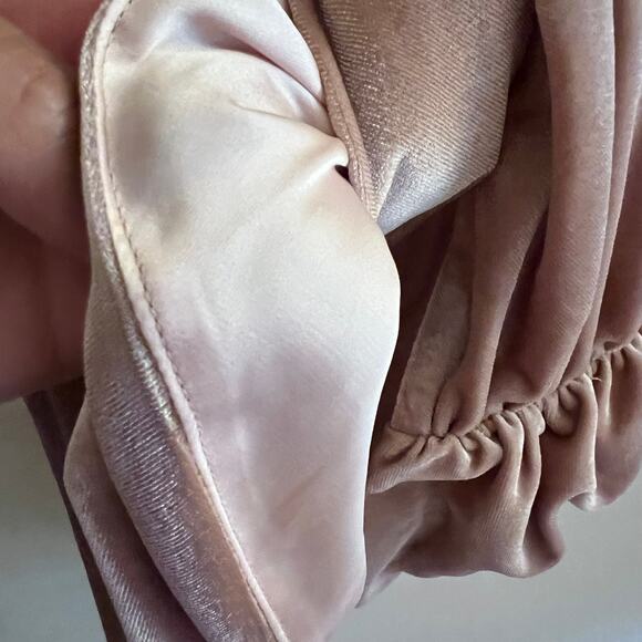 House of CB Farrah Pink Blush Velvet Gathered Deep V Mini Dress Size XS - Picture 5 of 9